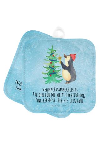 Mr. & Mrs. Panda 2er Set Topflappen  Pinguin Weihnachtsbaum mit ... in Eisblau