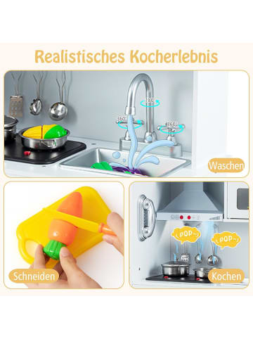 COSTWAY Kinderküche Holz mit Licht & Sound ab 3 Jahren in Weiß