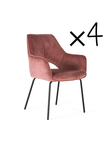 Giner y Colomer 2-er Set:  Stühle aus braunem Samt und Metall in Red