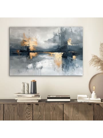 OnlyWow Metallbild Abstrakte Kunst gold grau