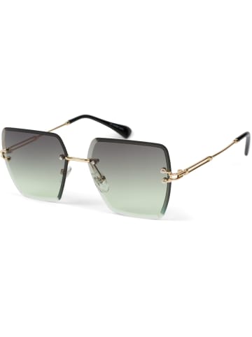 styleBREAKER Rechteckige Sonnenbrille in Gold / Grün Verlauf