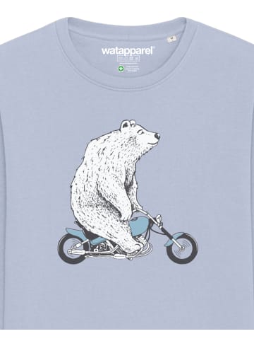wat? Apparel Sweatshirt Bär auf Bike in Serene Blue
