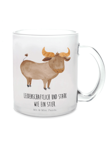 Mr. & Mrs. Panda Große Teetasse Sternzeichen Stier mit Spruch in Transparent