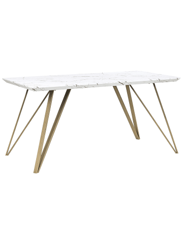 Beliani Esszimmertisch MOLDEN in Weiß/Gold - (W) 80 x (H) 75 x (L) 150 cm