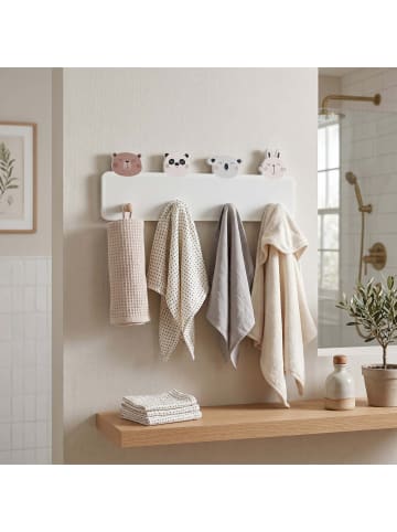 relaxdays Kindergarderobe in Grau/ Rosa - (B)40 x (H)20 x (T)5,5 cm