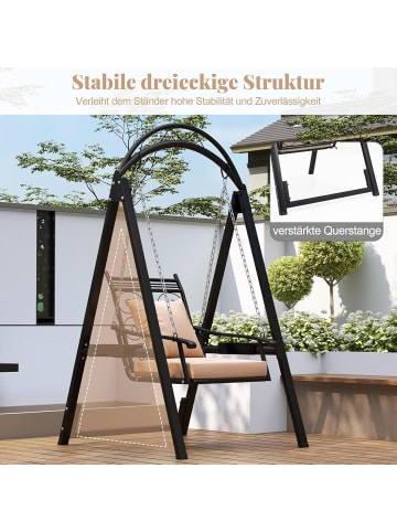 COSTWAY Gartenschaukel mit Gestell mit abnehmbaren Kissen in Schwarz