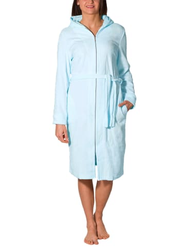 Aquarti Aquarti Damen Bademantel mit Reißverschluss Lang in türkis