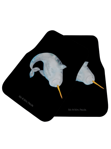 Mr. & Mrs. Panda Fußmatte Auto Narwal ohne Spruch in Schwarz