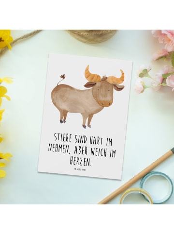 Mr. & Mrs. Panda Ansichtskarte Stier Herz mit Spruch in Weiß