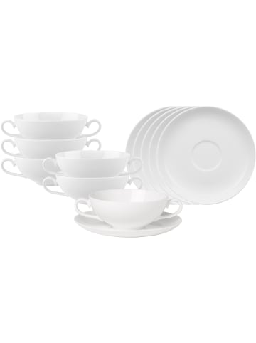 Villeroy & Boch 6er Set Suppentassen mit Untertassen Royal 200 ml weiß in weiß