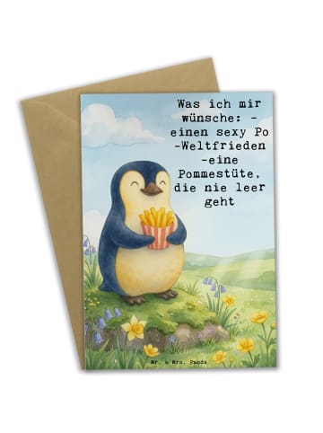 Mr. & Mrs. Panda Glückwunschkarte Pinguin Frühling Pommes Design... in Weiß