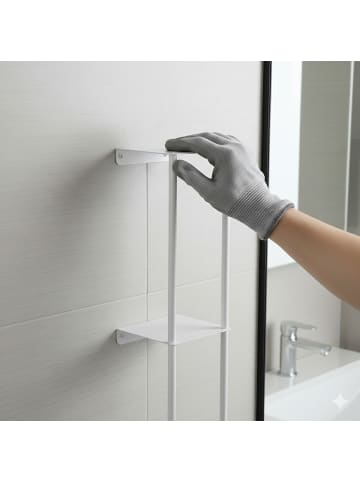 relaxdays Wand-Handtuchhalter in Weiß - (B)20 x (H)83,5 x (T)20 cm