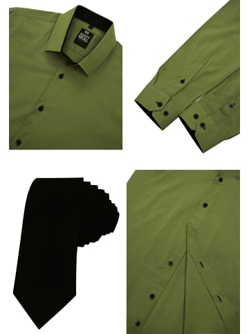 Rusty Neal Hemd mit Krawatte 2er Set in Khaki