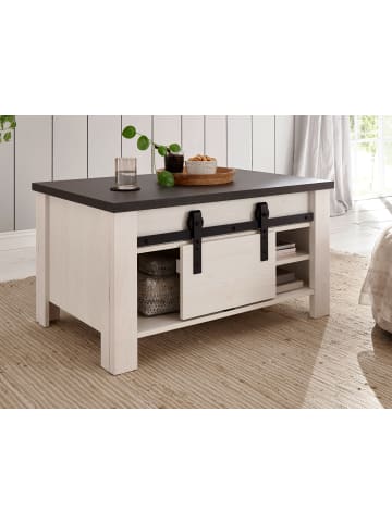Furn.Design Couchtisch weiß Pinie, anthrazit, Landhaus, Beistelltisch 93 x 60 cm