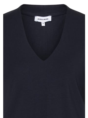 More & More elastisches Kurzarmshirt, V-Ausschnitt in marine