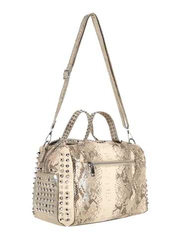 faina Women Satchel in Beige Snake