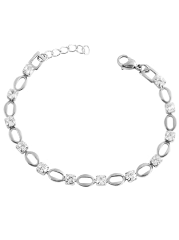 Adeliás Damen Armband aus Edelstahl mit Zirkonia 17+3 cm in silber