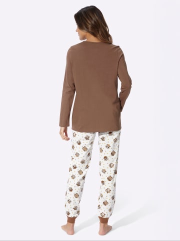 Sieh an! Schlafanzug in braun-ecru-bedruckt
