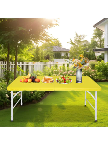 ABRIHOME Gartentisch in Gelb 25 cm höhenverstellbar 135 kg Tragkraft für Camping