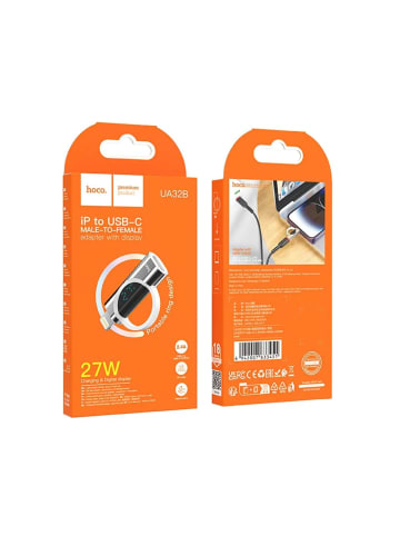 HOCO iPhone-Adapter (männlich) auf Typ C (weiblich) mit Display 2,4A 27W in Silber
