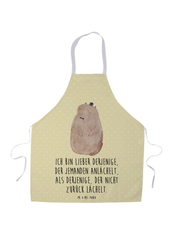 Mr. & Mrs. Panda Kochschürze Murmeltier mit Spruch in Gelb Pastell