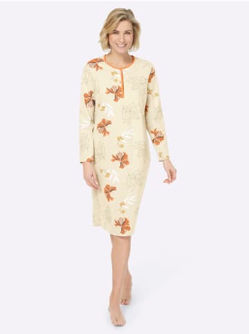Ascafa Langarm-Nachthemden in vanille + vanille-bedruckt