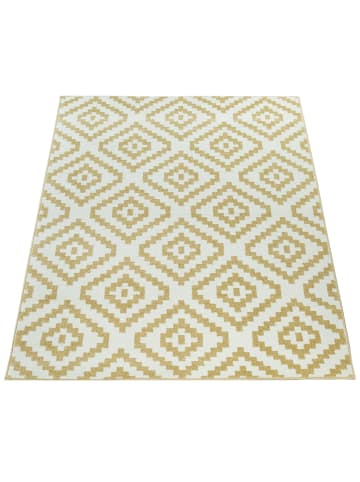 KADIMA DESIGN Teppich Kurzflor Rautenmuster Wohnzimmer schmutzabweisend in Gelb
