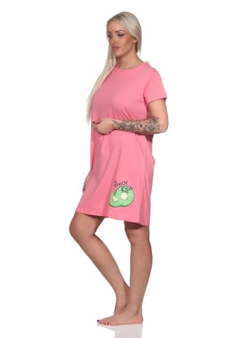 NORMANN Nachthemd kurzarm Kiwi Print - 86392 in pink