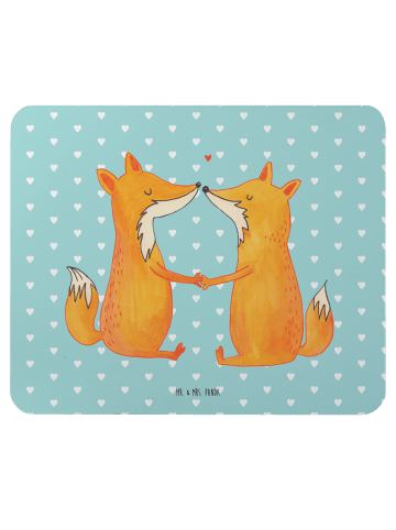 Mr. & Mrs. Panda Mousepad Füchse Liebe ohne Spruch in Türkis Pastell