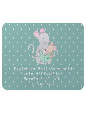 Mr. & Mrs. Panda Mauspad Erzieher Superheld mit Spruch in Meeresbrise