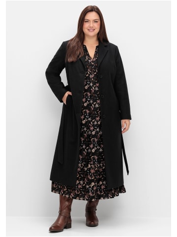 sheego Langer taillierter Mantel in schwarz