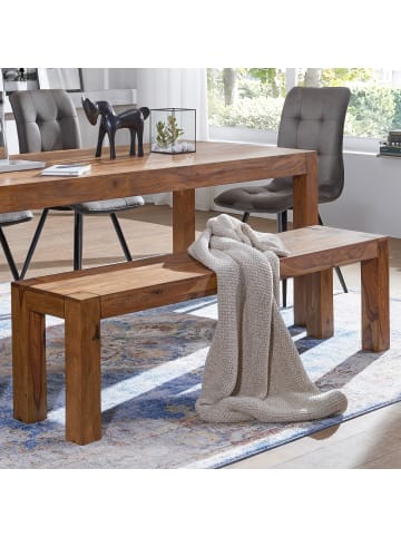 FineBuy Sitzbänk in Braun / Sheesham / 160x35x45