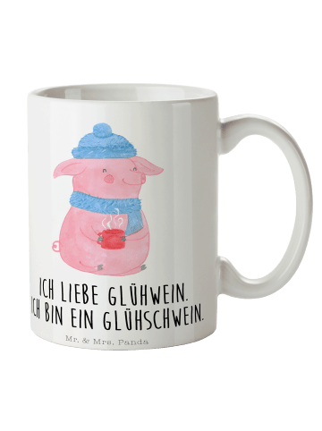 Mr. & Mrs. Panda Teetasse Schwein Glühwein mit Spruch in Weiß