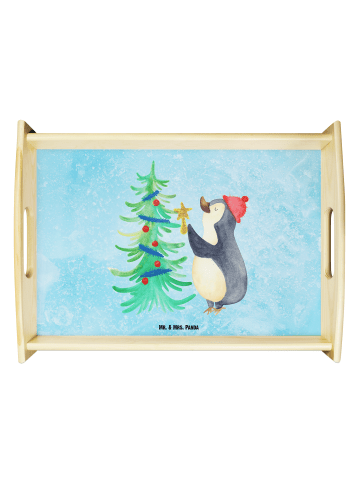 Mr. & Mrs. Panda Serviertablett Pinguin Weihnachtsbaum ohne Spruch in Eisblau
