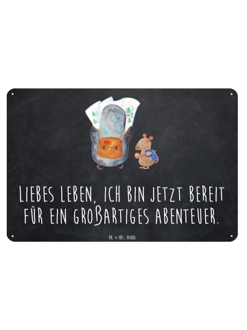 Mr. & Mrs. Panda Blechschild Pinguin & Maus Wanderer mit Spruch in Kreidetafel