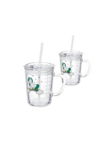 relaxdays 2 x Kinderglas "Pferd" in Transparent