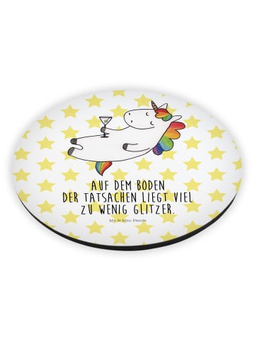 Mr. & Mrs. Panda Rund Magnet Einhorn Blümchentail mit Spruch in Weiß