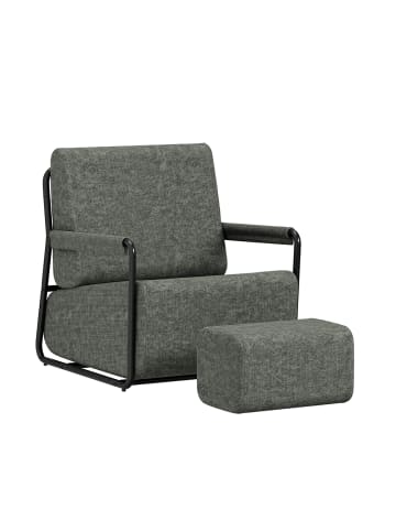 SoBuy Sessel mit Hocker in Anthrazit - (W) 67 x (H) 78 x (L) 59.5 cm