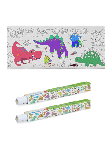 relaxdays 2 x Ausmaltischdecke "Dino" in Weiß – 3 m