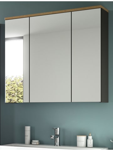 Inn.Furn Spiegelschrank Eiche, grau 80 cm, Badschrank mit Soft-Close