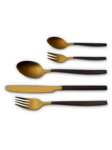 Echtwerk 30 tlg. Set Tafelbesteck "Positano Due" in Gold/Schwarz