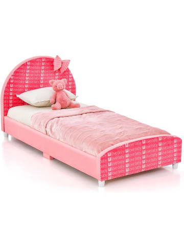 COSTWAY 140 x 70cm Bettgestell in Rosa