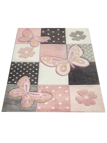 KADIMA DESIGN Kinderteppich Schmetterlinge-Patchwork Kinderzimmer in Mehrfarbig