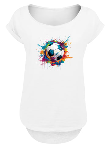 F4NT4STIC Long Cut T-Shirt Bunte Fußball Grafik in weiß