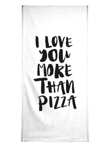 Juniqe Handtuch "I Love You More Than Pizza" in Schwarz & Weiß