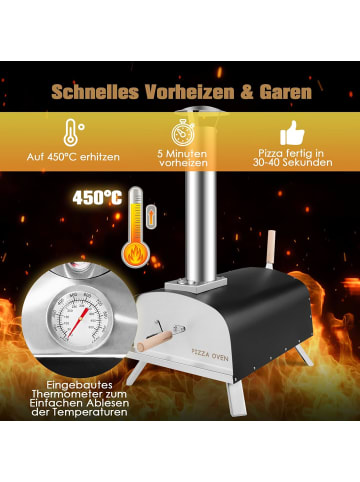 COSTWAY Pizzaofen Outdoor in Schwarz