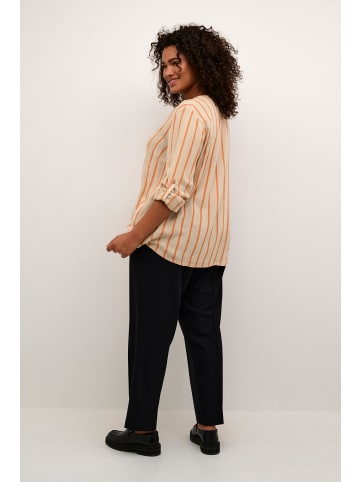 KAFFE curve Langarm-Bluse KCsida Regular fit in Feather Gray / Melon Stripe