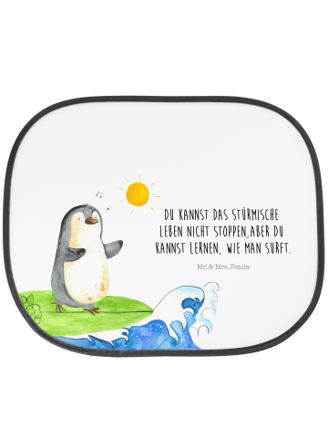 Mr. & Mrs. Panda Sonnenschutz Auto Pinguin Surfer mit Spruch in Weiß