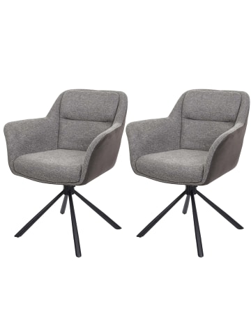 MCW 2er-Set Esszimmerstuhl K33 drehbar, Kunstleder grau-dunkelgrau