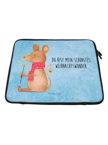 Mr. & Mrs. Panda Laptop Tasche Maus Weihnachten mit Spruch in Eisblau